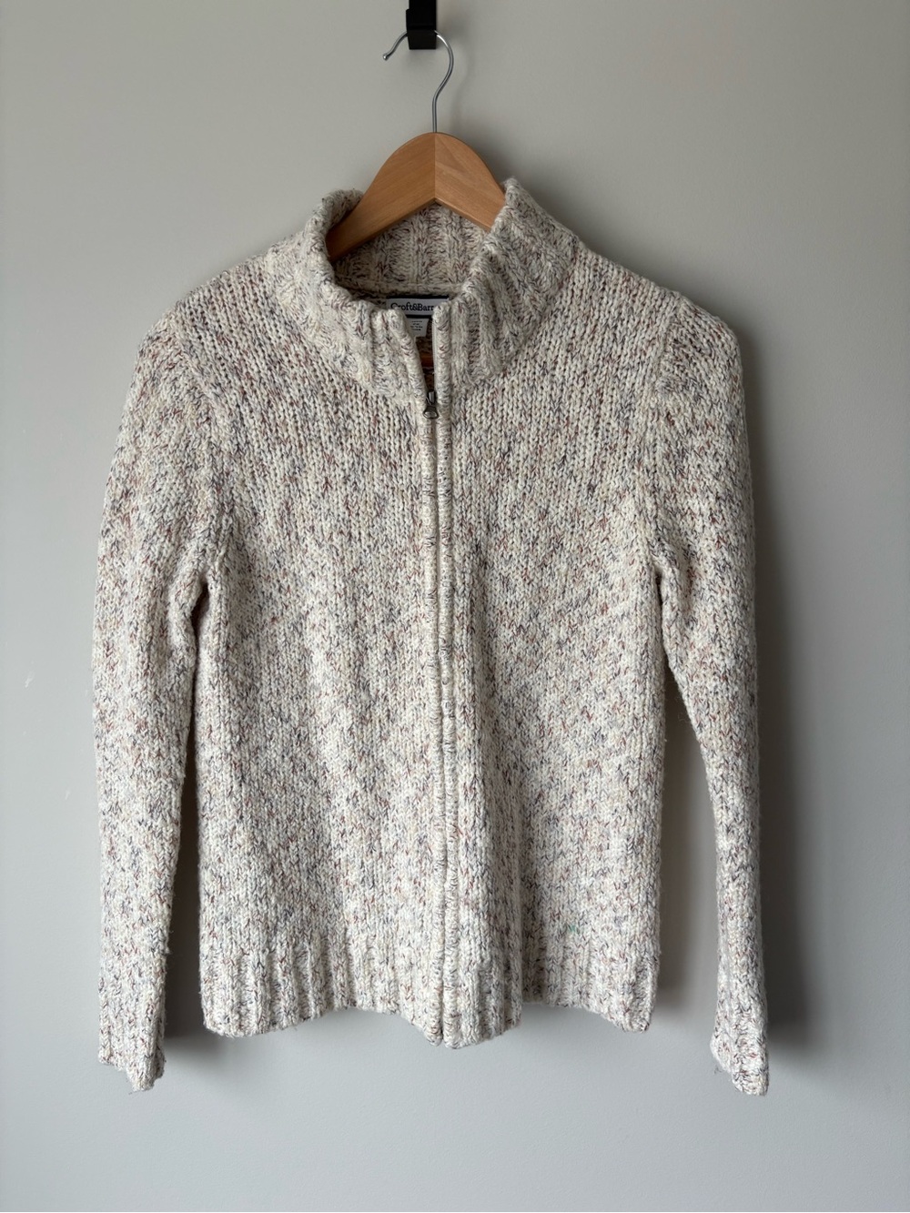 Croft & Barrow Marled Wool Blend Zip Cardigan Petite Small Gray